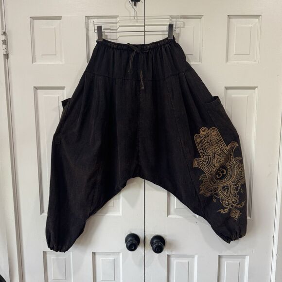 Kathmandu Imports Harem Pants Festival Drop Crotch Fairy Grunge Rave Hippy EUC - Picture 2 of 11